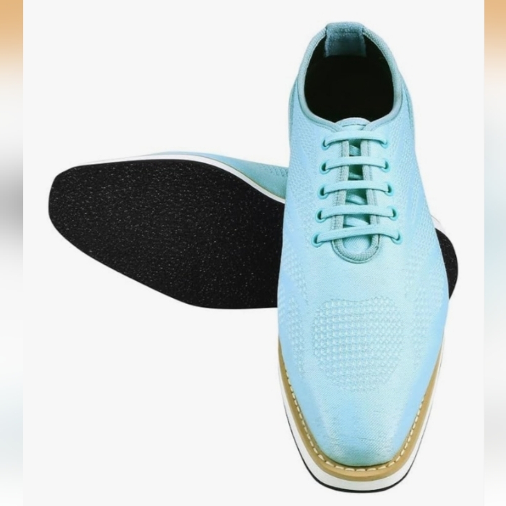 Like new, Men's Light Blue Knit Derby Shoe - Casual Oxford Style, price is firm.